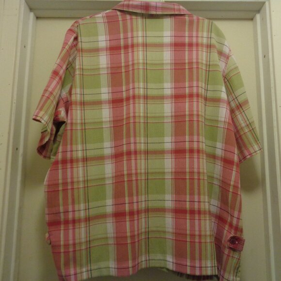 PRETTY IN PREPPY PLAID LADY BLOUSE BY ALLISON DAILY 22 W - Picture 9 of 10
